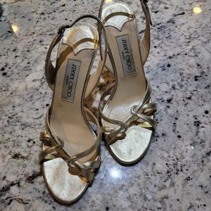 Jimmy Choo Gold Leather strappy heels